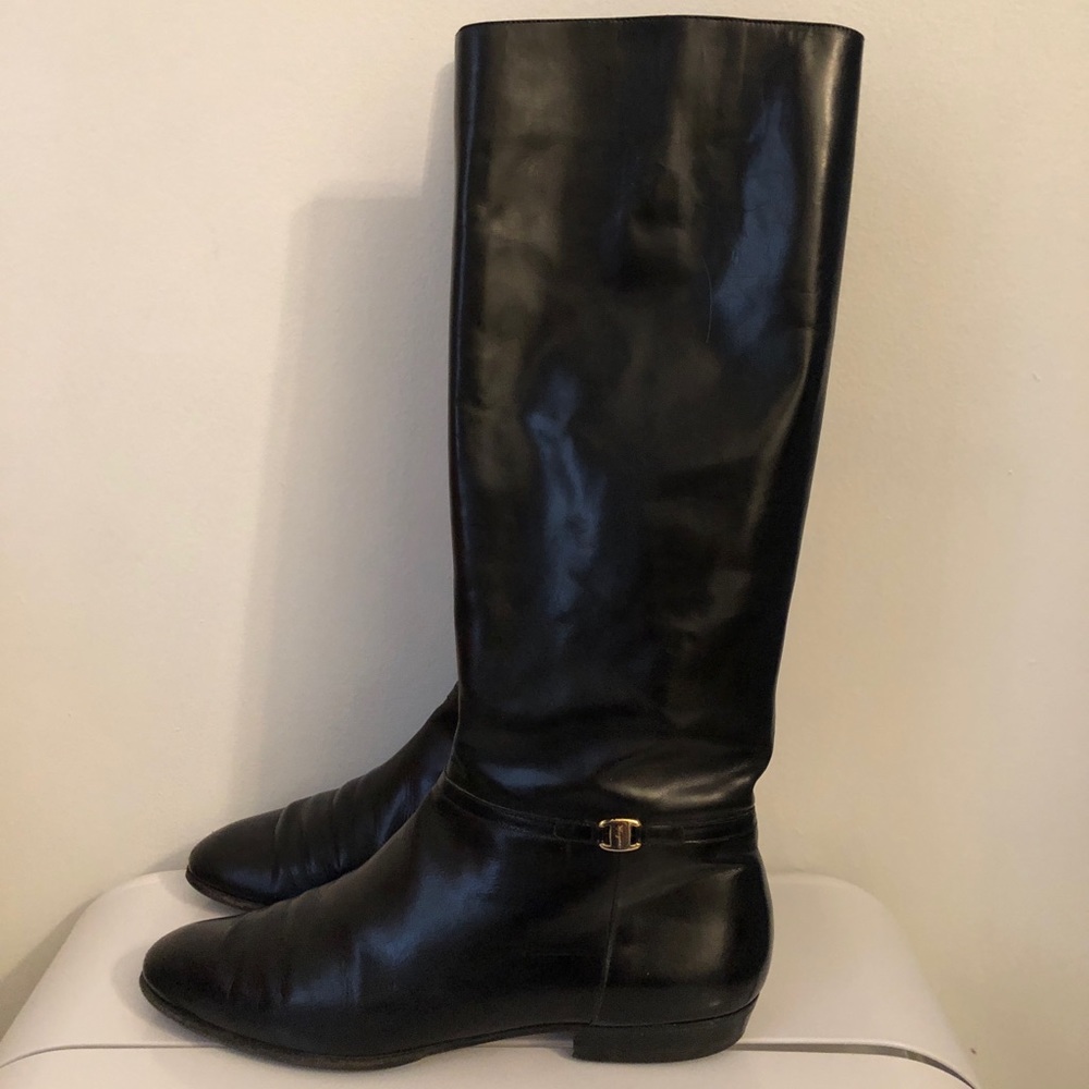 Salvatore ferragamo black knee boots size 8.5